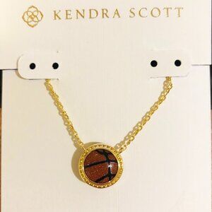 Kendra Scott Gold Basketball Short Pendant Necklace in Orange Goldstone